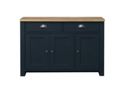 Birlea Sideboard Cream & Oak Highgate 3 Door 2 Drawer Navy Farmhouse Shabby Chic in Blue - thumbnail 4
