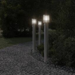 Berkfield Home Outdoor Floor Lamps with Sensors 3pcs Silver 110cm Stainless Steel