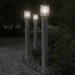 Berkfield Home Outdoor Floor Lamps with Sensors 3pcs Silver 110cm Stainless Steel - thumbnail 2