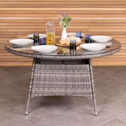 Charles Bentley Garden Outdoor 6 Piece Rattan Dining Set Grey - thumbnail 2