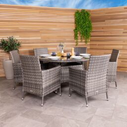 Charles Bentley Garden Outdoor 6 Piece Rattan Dining Set Grey