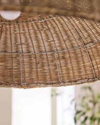Dibor Traditional Style Round Rattan Disk Pendant Ceiling Light Shade H33 x Dia 69cm in Natural - thumbnail 3