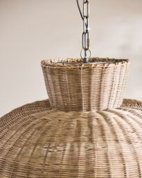 Dibor Traditional Style Round Rattan Disk Pendant Ceiling Light Shade H33 x Dia 69cm in Natural - thumbnail 4