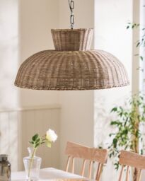Dibor Traditional Style Round Rattan Disk Pendant Ceiling Light Shade H33 x Dia 69cm in Natural - thumbnail 2