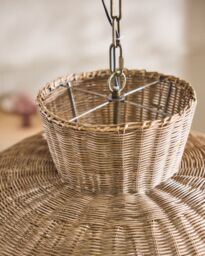 Dibor Traditional Style Round Rattan Disk Pendant Ceiling Light Shade H33 x Dia 69cm in Natural - thumbnail 5