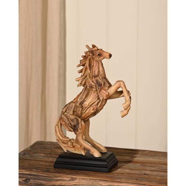 Naturecraft Resin Driftwood Collection Rearing Horse Figurine in Brown - image 1