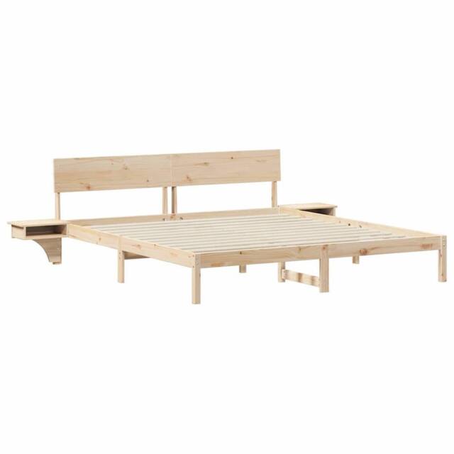 Berkfield Home with Headboard Brown 200 x 200 cm Solid pine wood in Natural - image 1