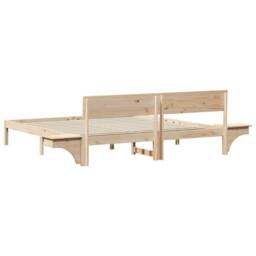 Berkfield Home with Headboard Brown 200 x 200 cm Solid pine wood in Natural - thumbnail 7