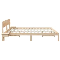 Berkfield Home with Headboard Brown 200 x 200 cm Solid pine wood in Natural - thumbnail 6