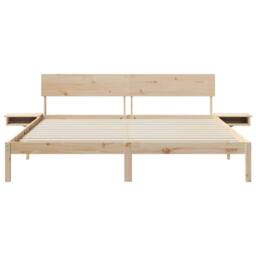 Berkfield Home with Headboard Brown 200 x 200 cm Solid pine wood in Natural - thumbnail 5