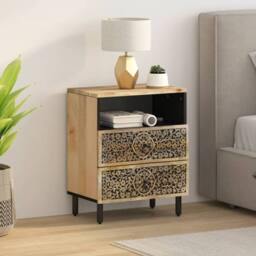 Berkfield Home Beautiful Bedside Cabinet 50x33x60 cm Solid Wood Mango in Brown - Size: 50 x 33 x 60 cm - thumbnail 1