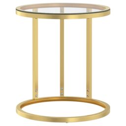 Berkfield Home Side Table Gold & Transparent 45 cm Tempered Glass - thumbnail 2