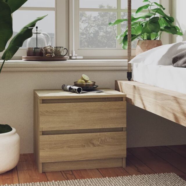 Berkfield Home Bed Cabinet Sonoma Oak 50x39x43.5 cm Engineered Wood in Brown - image 1