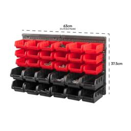 VOGREX 64 PCS WALL MOUNTED TOOL STORAGE ORGANISER RACK GARAGE WORKSHOP SHED in Red - thumbnail 2