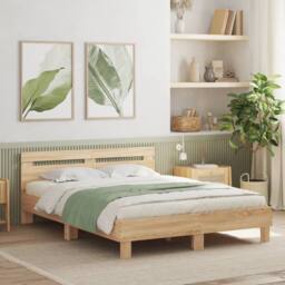Berkfield Home Bed Frame without Mattress Sonoma Oak 140x190 cm in Brown - thumbnail 2