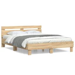 Berkfield Home Bed Frame without Mattress Sonoma Oak 140x190 cm in Brown - thumbnail 1