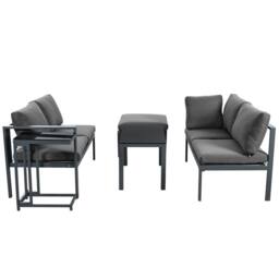 Merax Grey Garden Corner Lounge Sofa Set With Coffee Table & Side Table - thumbnail 8