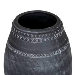 Lemon Pavilion Furniture and Decor Etched Collection Vase - Ceramic - L19 x W19 x H25 cm - Black - thumbnail 3