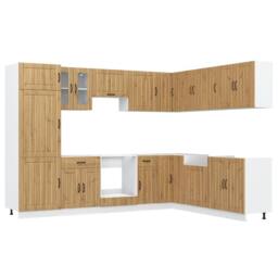 Berkfield Home Elegant 14 Piece Kitchen Cabinet Set Lucca Artisan Oak Engineered Wood in Brown - thumbnail 3