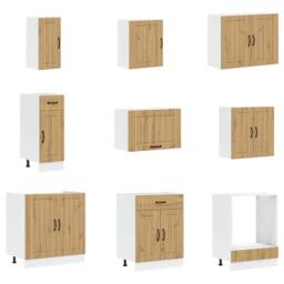 Berkfield Home Elegant 14 Piece Kitchen Cabinet Set Lucca Artisan Oak Engineered Wood in Brown - thumbnail 4