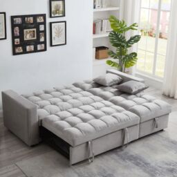 SquareBoxx Barcelona 3 Seater Corner Pull Out Sofa Bed in Grey - thumbnail 4