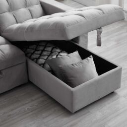 SquareBoxx Barcelona 3 Seater Corner Pull Out Sofa Bed in Grey - thumbnail 5
