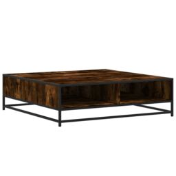 Berkfield Home Coffee Table Smoked Oak 100x100x30 cm Engineered Wood & Metal in Brown - Size: 100 x 100 x 30 cm - thumbnail 7