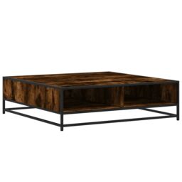 Berkfield Home Coffee Table Smoked Oak 100x100x30 cm Engineered Wood & Metal in Brown - Size: 100 x 100 x 30 cm - thumbnail 2
