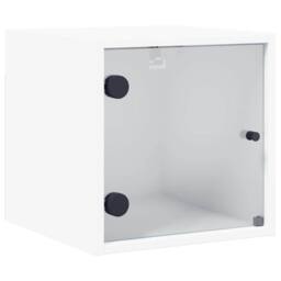 Berkfield Home Bedside Cabinets with Glass Doors 2 pcs White 35x37x35 cm - Size: 35 x 37 x 35 cm - thumbnail 6
