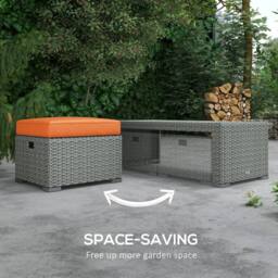 OUTSUNNY Rattan Garden Furniture Set with Recliners, Footstools in Orange - thumbnail 6