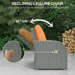 OUTSUNNY Rattan Garden Furniture Set with Recliners, Footstools in Orange - thumbnail 4