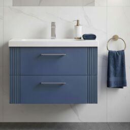 Balterley Wall Hung 2 Drawers Vanity Unit - Mid-Edge Basin 800mm, Satin Blue - thumbnail 8