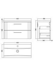 Balterley Wall Hung 2 Drawers Vanity Unit - Mid-Edge Basin 800mm, Satin Blue - thumbnail 5