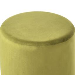 Wyld and Coco Velvet Round Olive Green Ottoman Pouffe Footstool - thumbnail 3