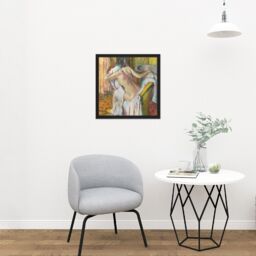 "Artery8 Wall Art Print Degas After Bath Woman Drying Herself Painting Square Framed Picture 16X16 Inch in Black - Size: W16"" x H16""" - thumbnail 2