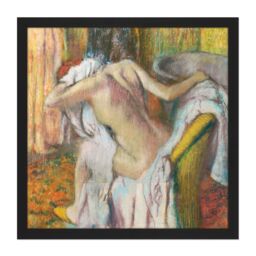 "Artery8 Wall Art Print Degas After Bath Woman Drying Herself Painting Square Framed Picture 16X16 Inch in Black - Size: W16"" x H16""" - thumbnail 1
