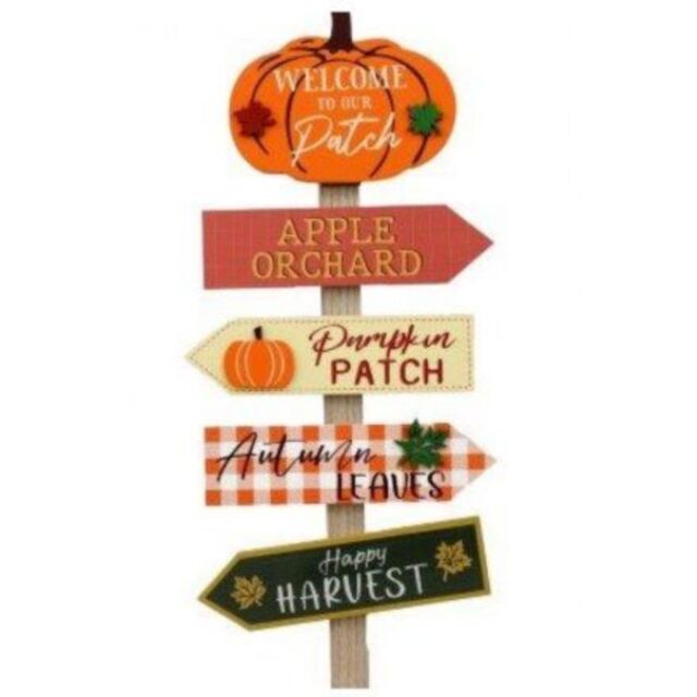 Garden Greatness Wooden Pumpkin Patch Autumn Sign Post Décor in Orange - Size: 1 Pack