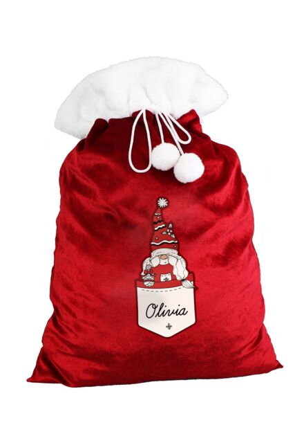 Personalised Memento Company Women's Personalised Gonk Family Red Christmas Sack - Female - image 1