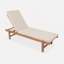 sweeek Pair Of Multi-position Wooden Sun Loungers With Wheels in Beige - thumbnail 2