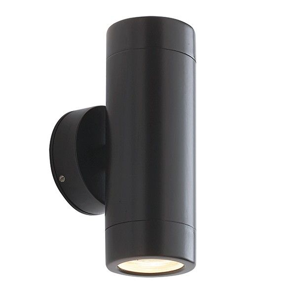 Netlighting Odyssey Outdoor Wall IP65 7W Satin Black Paint & Clear Glass 2 Light Dimmable IP65 GU10