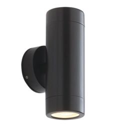 Netlighting Odyssey Outdoor Wall IP65 7W Satin Black Paint & Clear Glass 2 Light Dimmable IP65 GU10