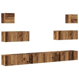Berkfield Home 7 Piece TV Cabinet Set Wall-mounted Old Wood Engineered Wood - thumbnail 2