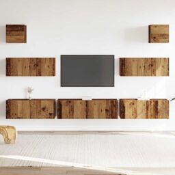 Berkfield Home 7 Piece TV Cabinet Set Wall-mounted Old Wood Engineered Wood - thumbnail 3