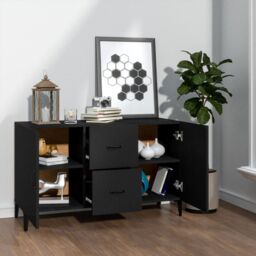 Berkfield Home Sideboard Black 100x36x60 cm Engineered Wood - Size: 100 x 36 x 60 cm - thumbnail 3
