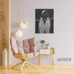 "Artery8 Stylised Bird of Paradise De Mesquita Canvas Wall Art Print in White - Size: W18"" x H24""" - thumbnail 3