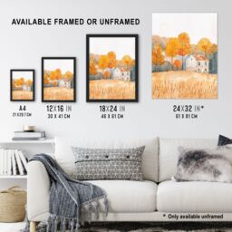"Artery8 Autumn Forest Trees by Wheat Farm Stone House Framed Art Print in Yellow - Size: W12"" x H16""" - thumbnail 3