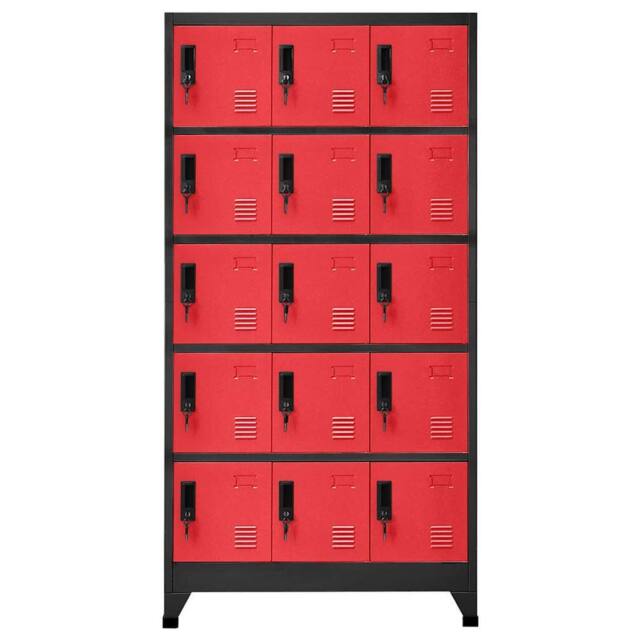 Berkfield Home Locker Cabinet Anthracite & Red 90x40x180 cm Steel - Size: 90 x 40 x 180 cm - image 1
