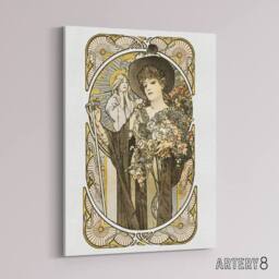 "Artery8 La Tosca Theatre Play Vintage Advert Canvas Wall Art Print Mucha in White - Size: W18"" x H24""" - thumbnail 2
