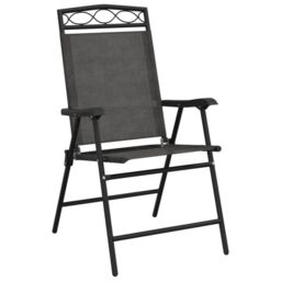 Berkfield Home Folding Garden Chairs 4 pcs Melange Grey Steel & Textilene - thumbnail 4