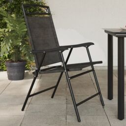 Berkfield Home Folding Garden Chairs 4 pcs Melange Grey Steel & Textilene - thumbnail 1